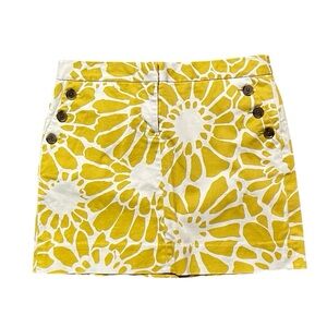J. Crew Yellow and White Floral Stretch Mini Skirt 6